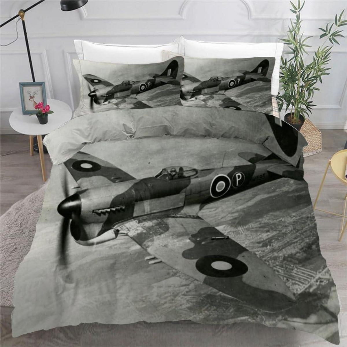 Bettwäsche-Set Flugzeug 135x200 cm 4-teilig 3D Mikrofaser Wendebettwäsche