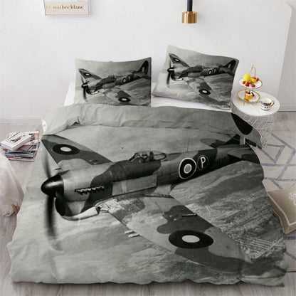 Flugzeug Bettwäsche Set 220x240 cm - 3-teilig Retro Mikrofaser