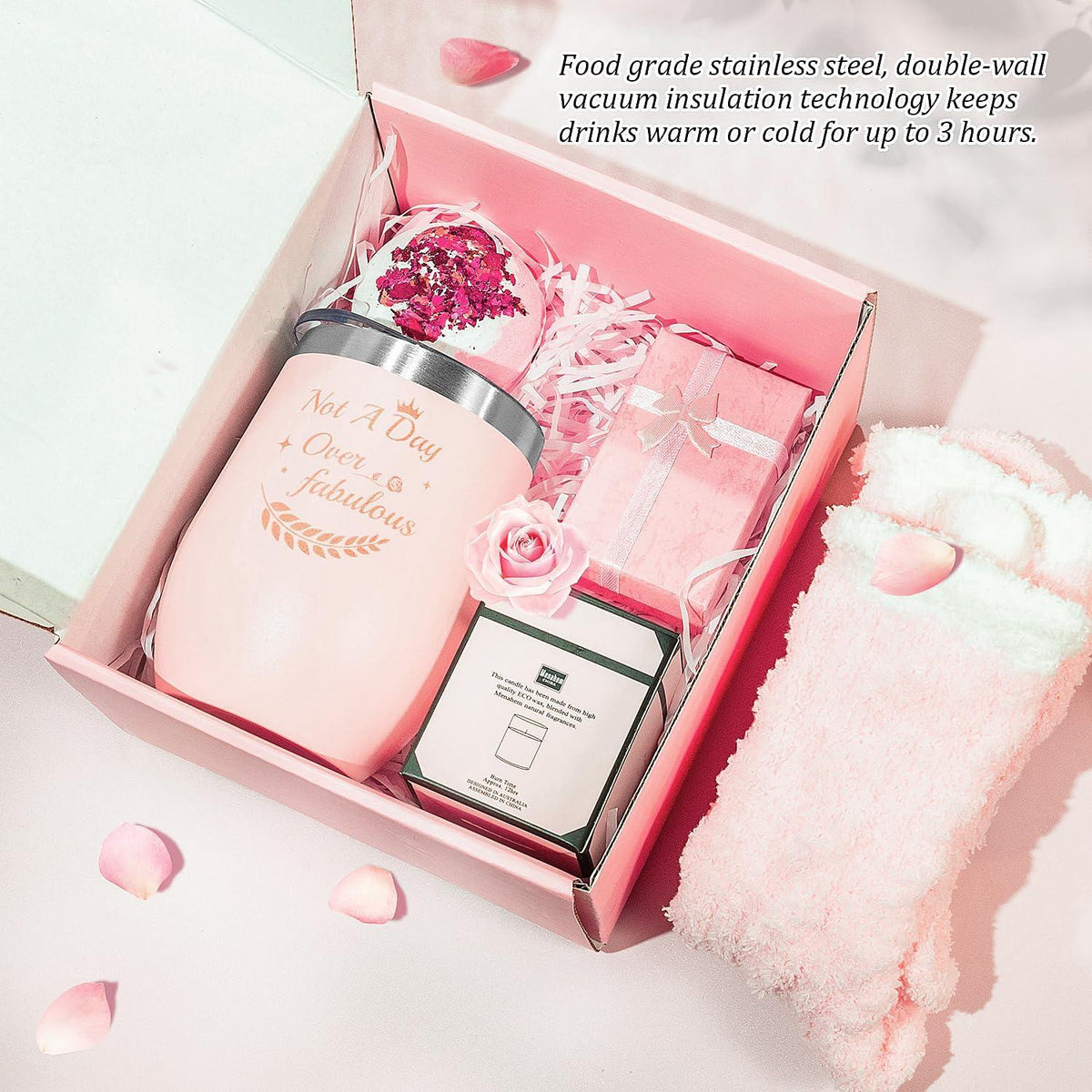 Luxuriöses Geburtstag Geschenkset für Frauen, Lavendel Spa Bad Korb