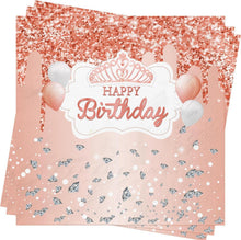80Stück Happy Birthday Servietten Rosa 33x33cm Party Deko Glamourös