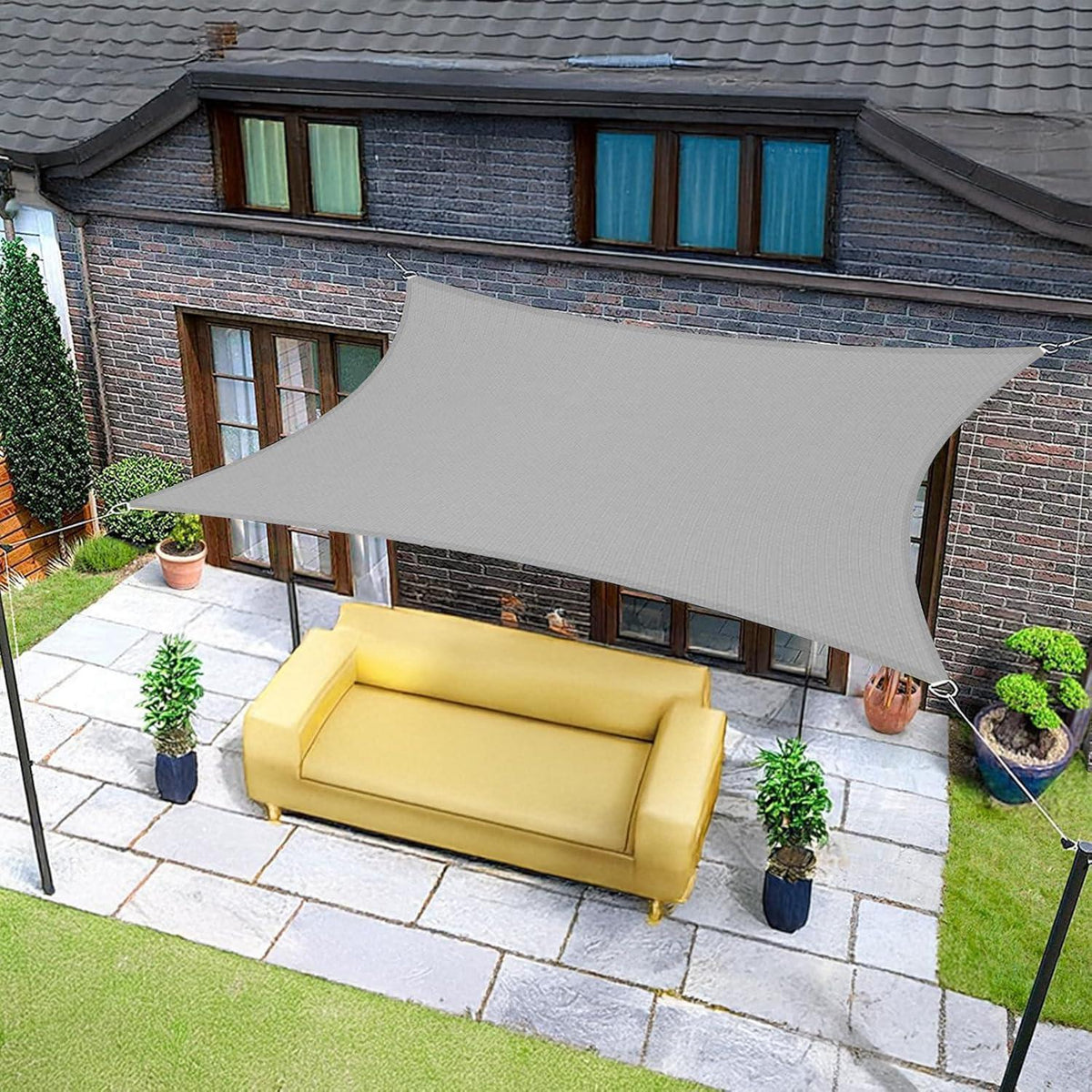 Wasserdichtes Sonnensegel 5x5m Grau mit UV-Schutz für Garten