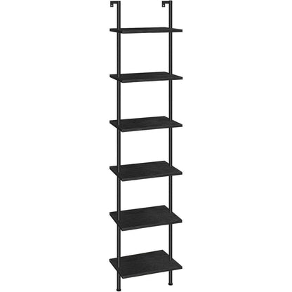 Leiterregal 6-stöckig wandmontiert schmal schwarz 39x24x200,5cm
