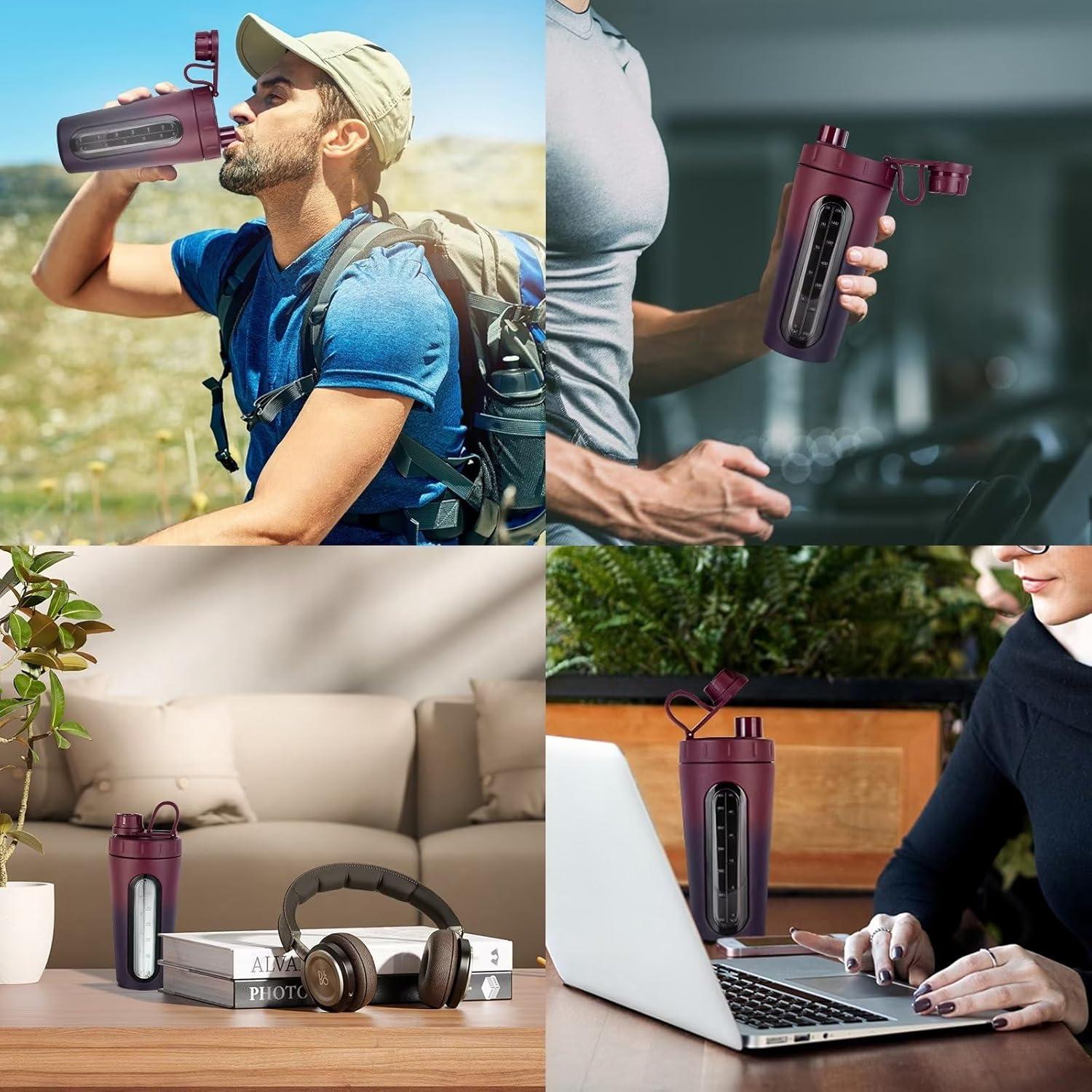 Protein Shaker Flasche Edelstahl 28 oz mit 2 Kugeln, auslaufsicher