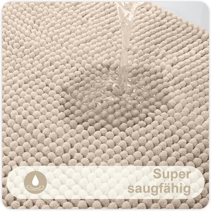Chenille Badteppich rutschfest, saugfähig, 60x120 cm Beige