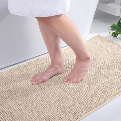 Chenille Badematte rutschfest, weich, saugfähig, 60x90 cm, Beige