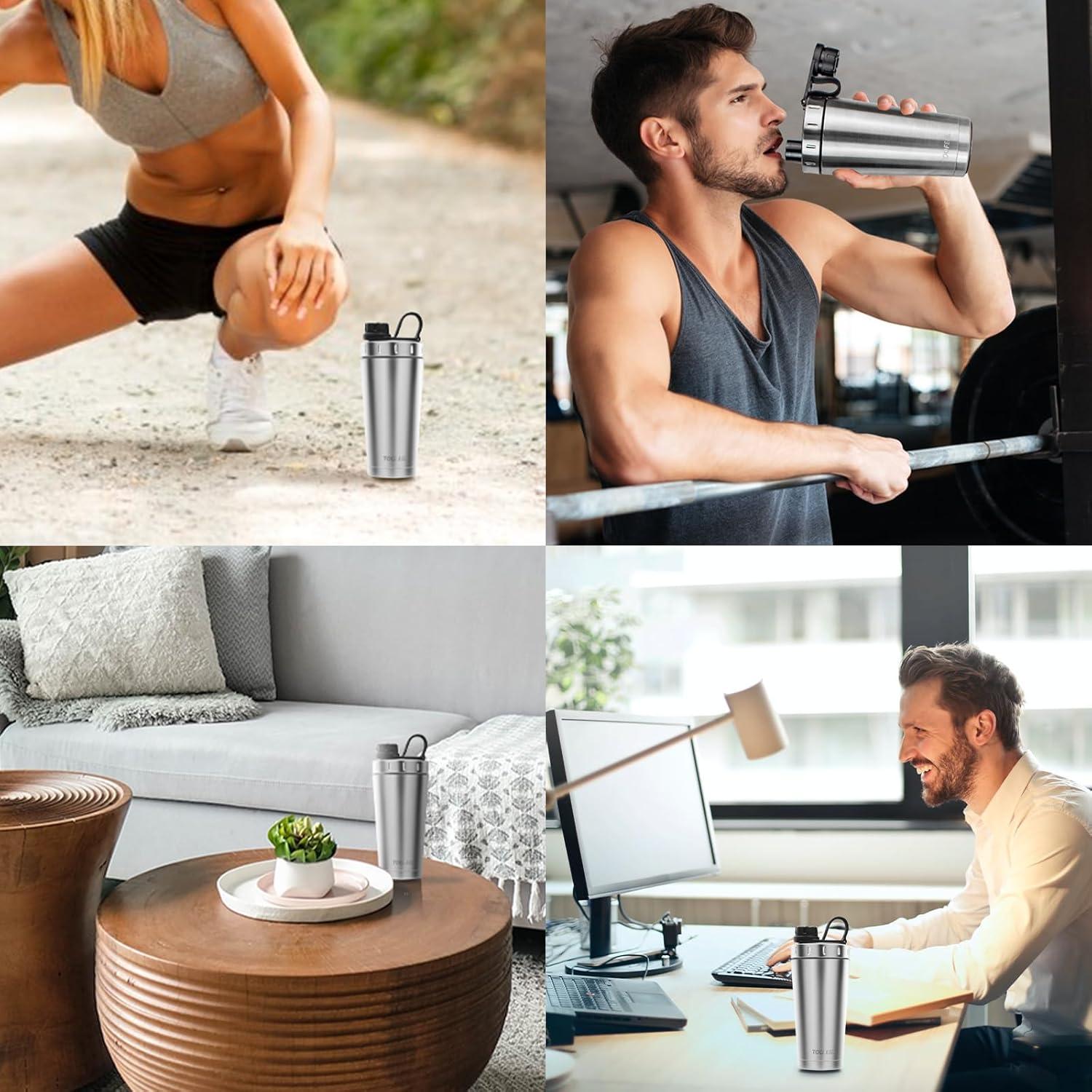 Protein Shaker Flasche 20 oz doppelwandig isoliert Vakuum Shaker