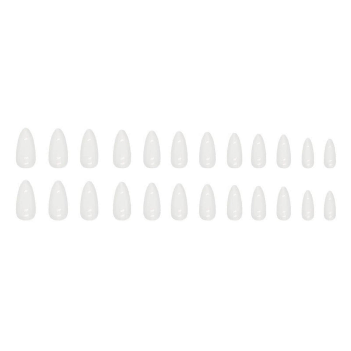 24 Stk. Weiß Mandel Nägel Aufkleben Oval Fake Nails Kunstnägel French für Frauen