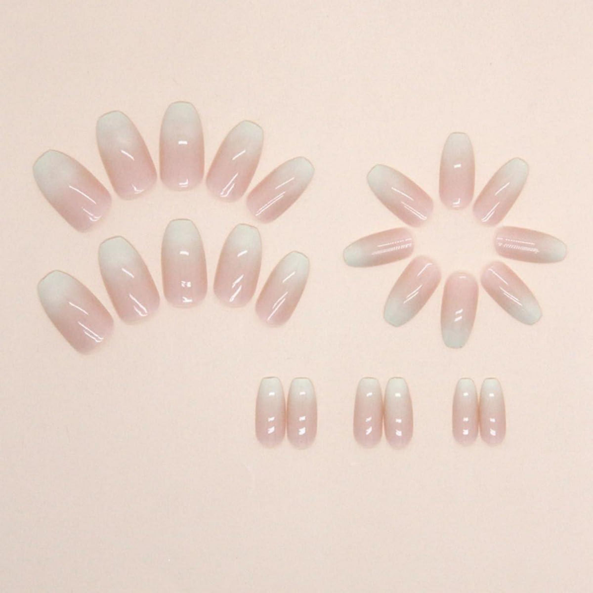 24-teiliges Nude Sarg Nägel Set für Nail Art - Mittel, Grün