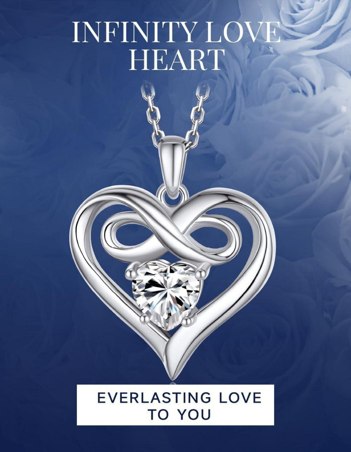 Moissanite-Herzkette Silber 925 Anhänger Rose