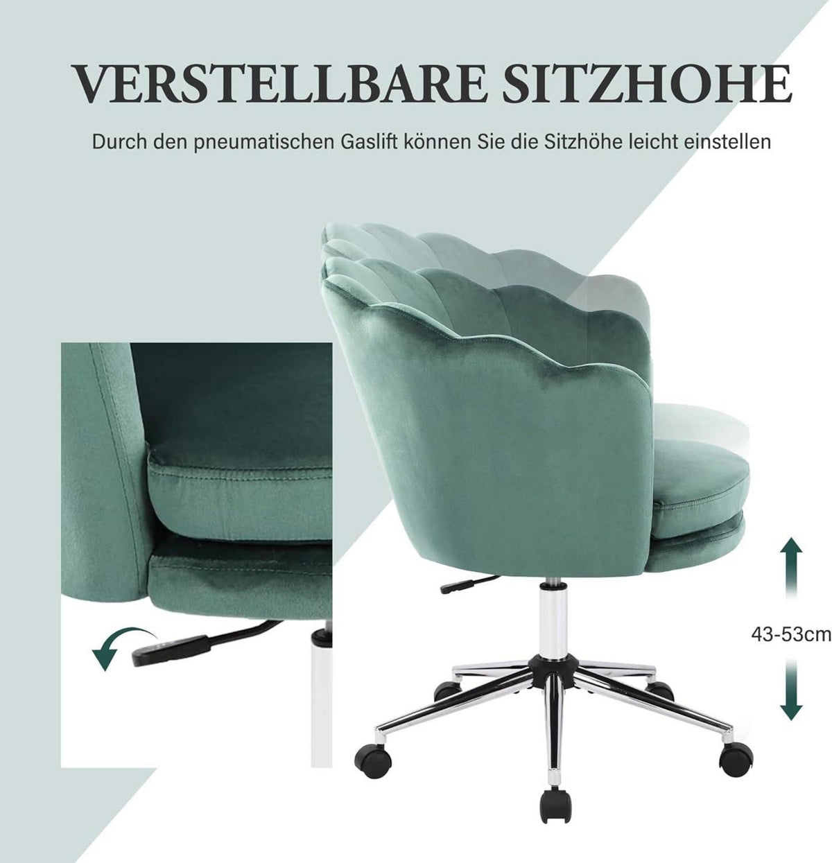 Modernes Bürosessel Samt Drehstuhl Höhenverstellbar mit