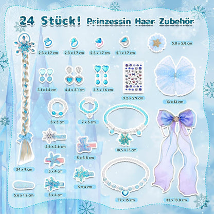 Adventskalender 2026 Schnee Thema Haarschmuck Mädchen 24