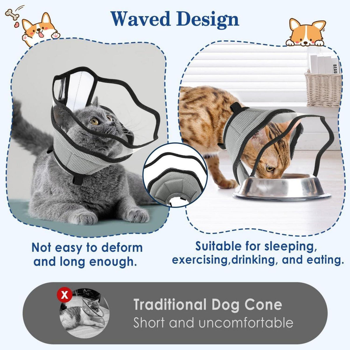 VavoPaw Halskrause Hund Leckschutz Weich Wasserdicht PVC XS