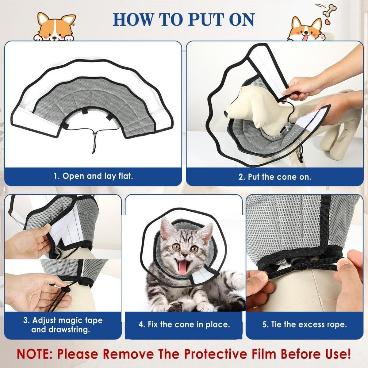 VavoPaw Halskrause Hund Leckschutz Wasserdicht PVC Grau XS