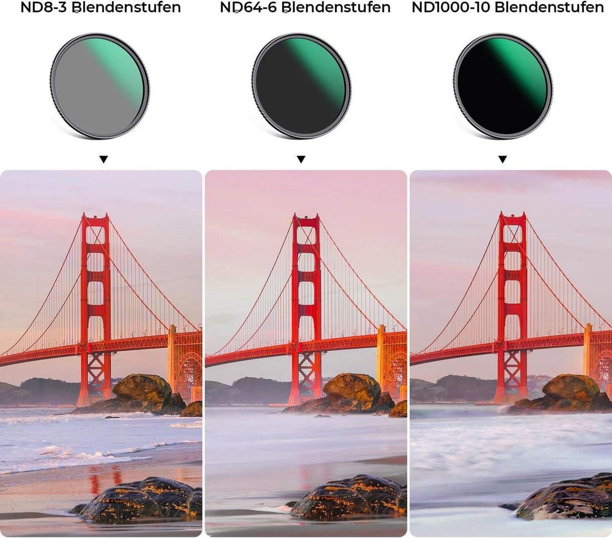 K&F Concept Nano D-Serie ND Filterset 52mm - 3/6/10 Stop Neutral Graufilter Set