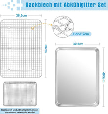 Backblech mit Abkühlgitter Edelstahl 40,5x30,5x2,5cm