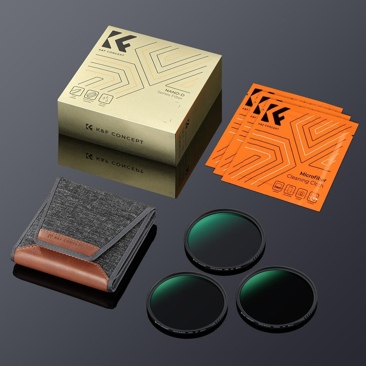 K&F Concept Nano D-Serie ND Filterset 58mm ND8+ND64+ND1000 Neutral Graufilter