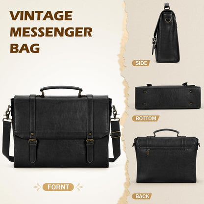 IGOLUMON Herren Aktentasche Wasserdicht 15,6 Zoll Vintage Laptoptasche