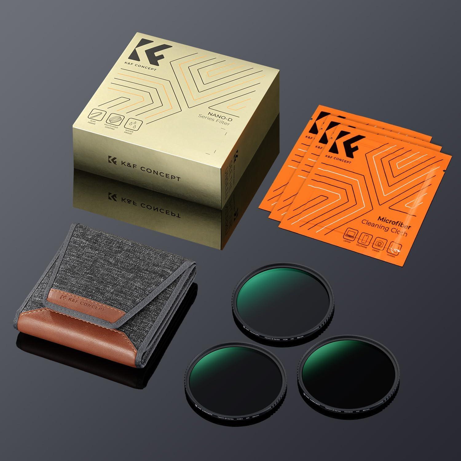 82mm ND Filterset ND8 ND64 ND1000 Neutral Grau K&F Concept Nano D-Series