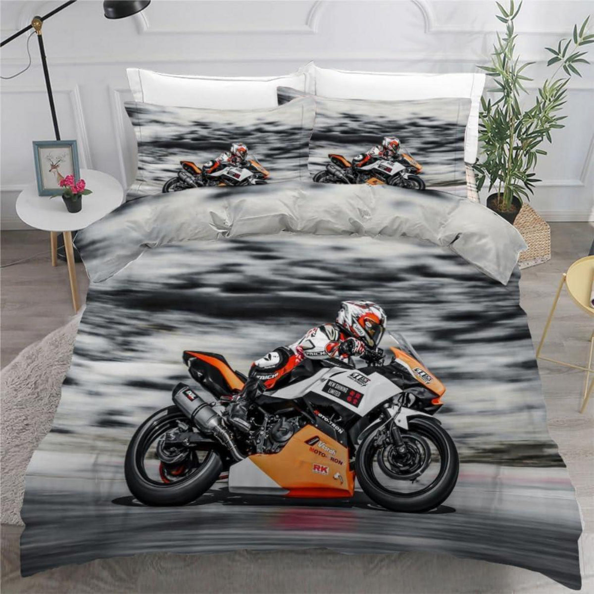 Motocross Kinderbettwäsche 135x200 cm 4-teilig Mikrofaser