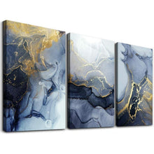 Blau Gold Marmorstruktur Wandbild 40 x 30 cm für Wohnzimmer