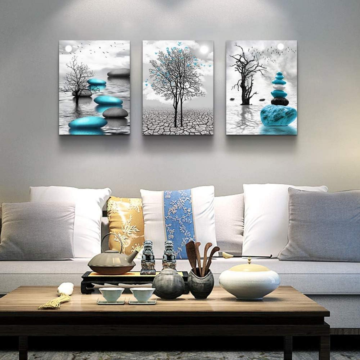 Schwarz-Weiß Landschaft Wandbilder Wohnzimmer Dekoration 30x40cm 3er Set