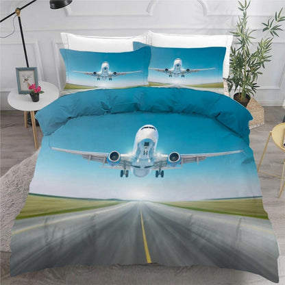 Flugzeug Kinderbettwäsche Set 135x200 cm 4-teilig Mikrofaser