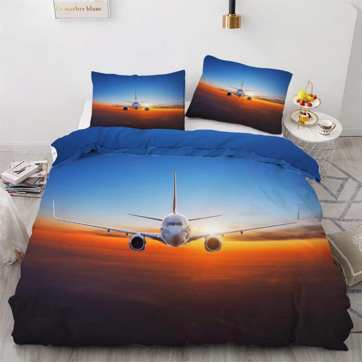 Flugzeug Bettwäsche Set 220x240 cm - 3-teilig Mikrofaser