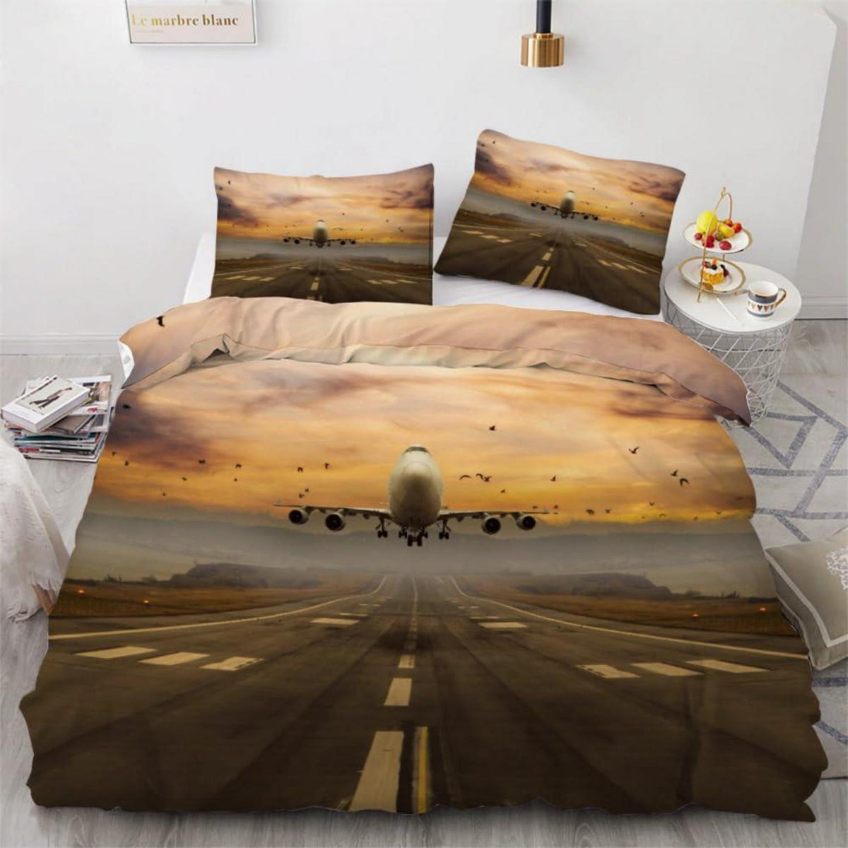 Kinder Bettwäsche Flugzeug 135x200 cm 4tlg. Mikrofaser 3D