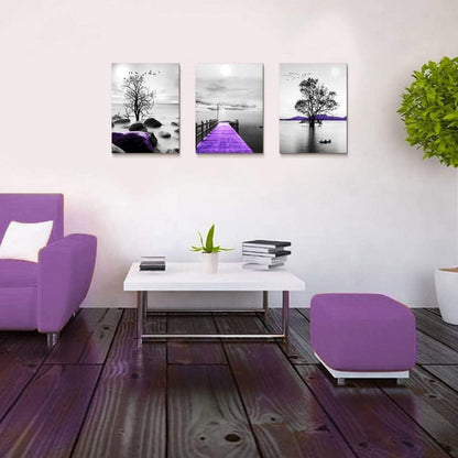 Bilder Schwarz Weiß Großer Baum Landschaft Lila 40x30 Kunst Wandbilder