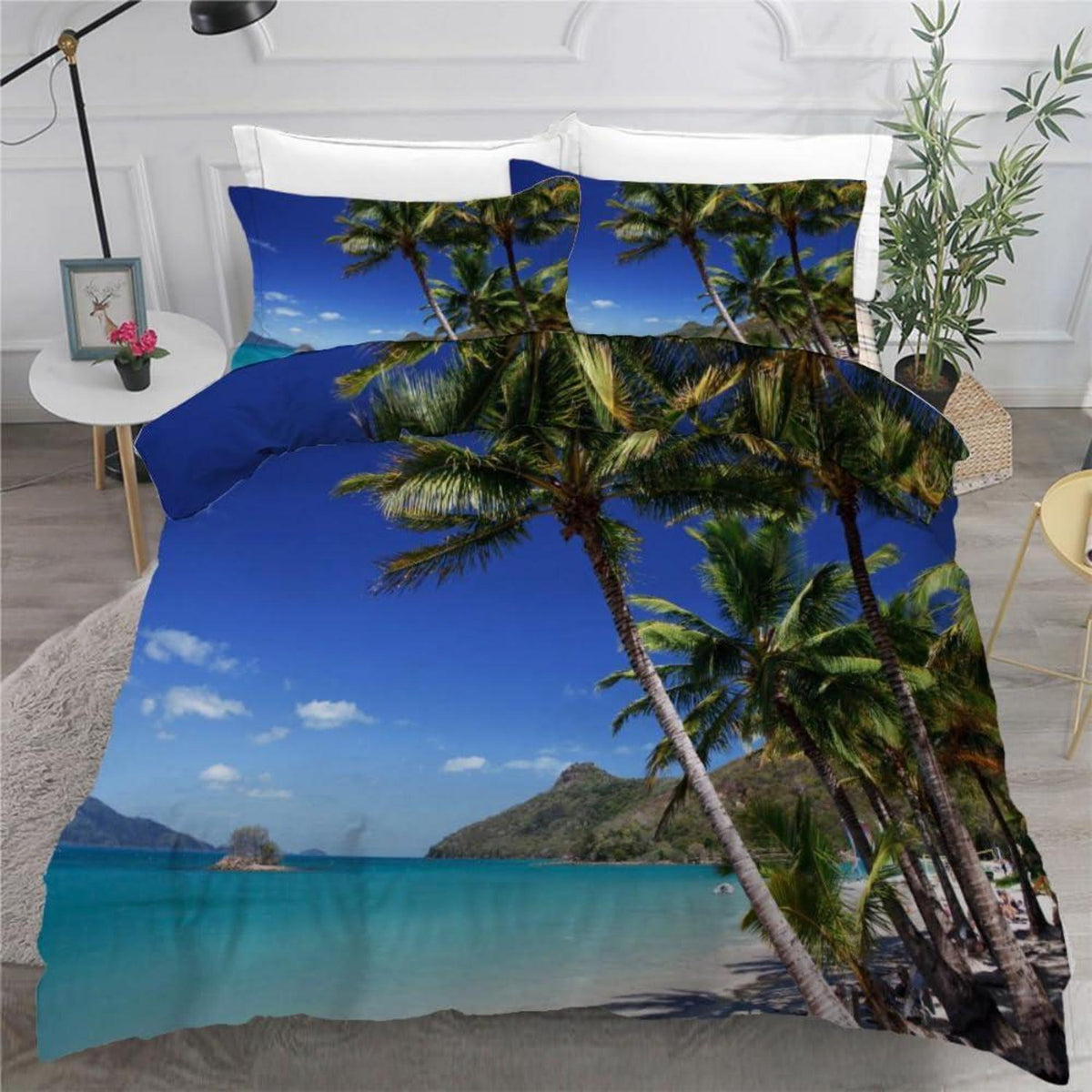 Kinderbettwäsche Palme 135x200 cm 4tlg. Mikrofaser 3D Tropen
