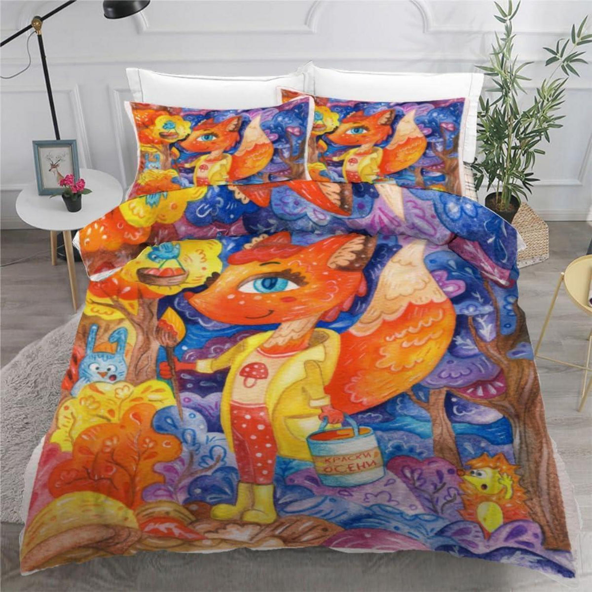 Fuchs Kinderbettwäsche 135x200 cm 4tlg. Mikrofaser 3D Cartoon