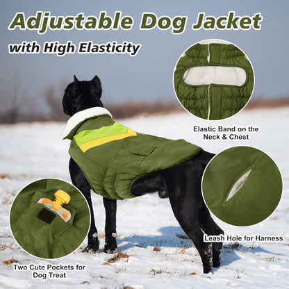 Hundemantel Winter Warm Medium Hundejacke mit Klettverschluss ALADC1104-ArmyGreen-M