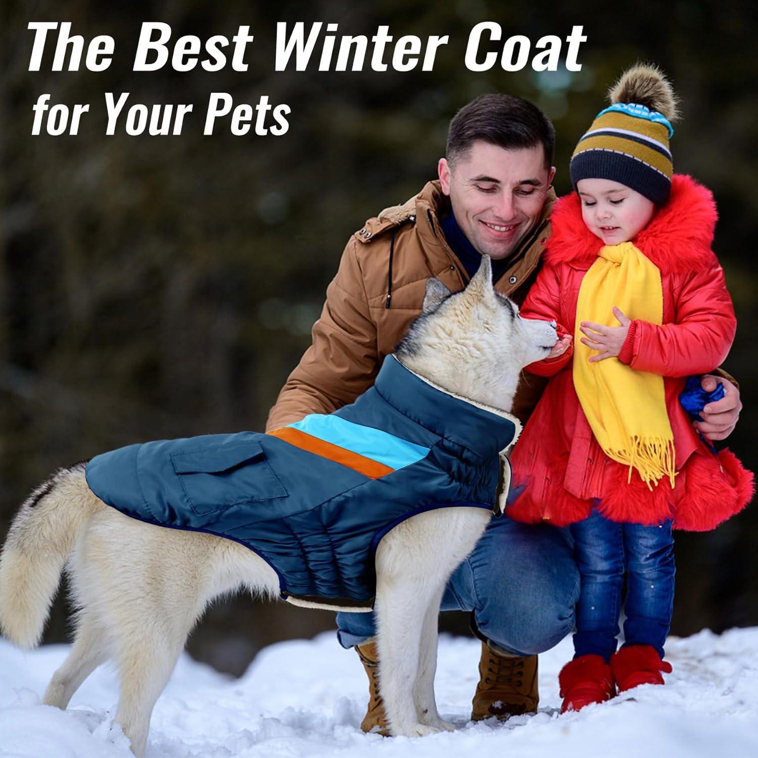 Hundejacke Winter Warme Hoher Kragen Klettverschluss Navy XXXL