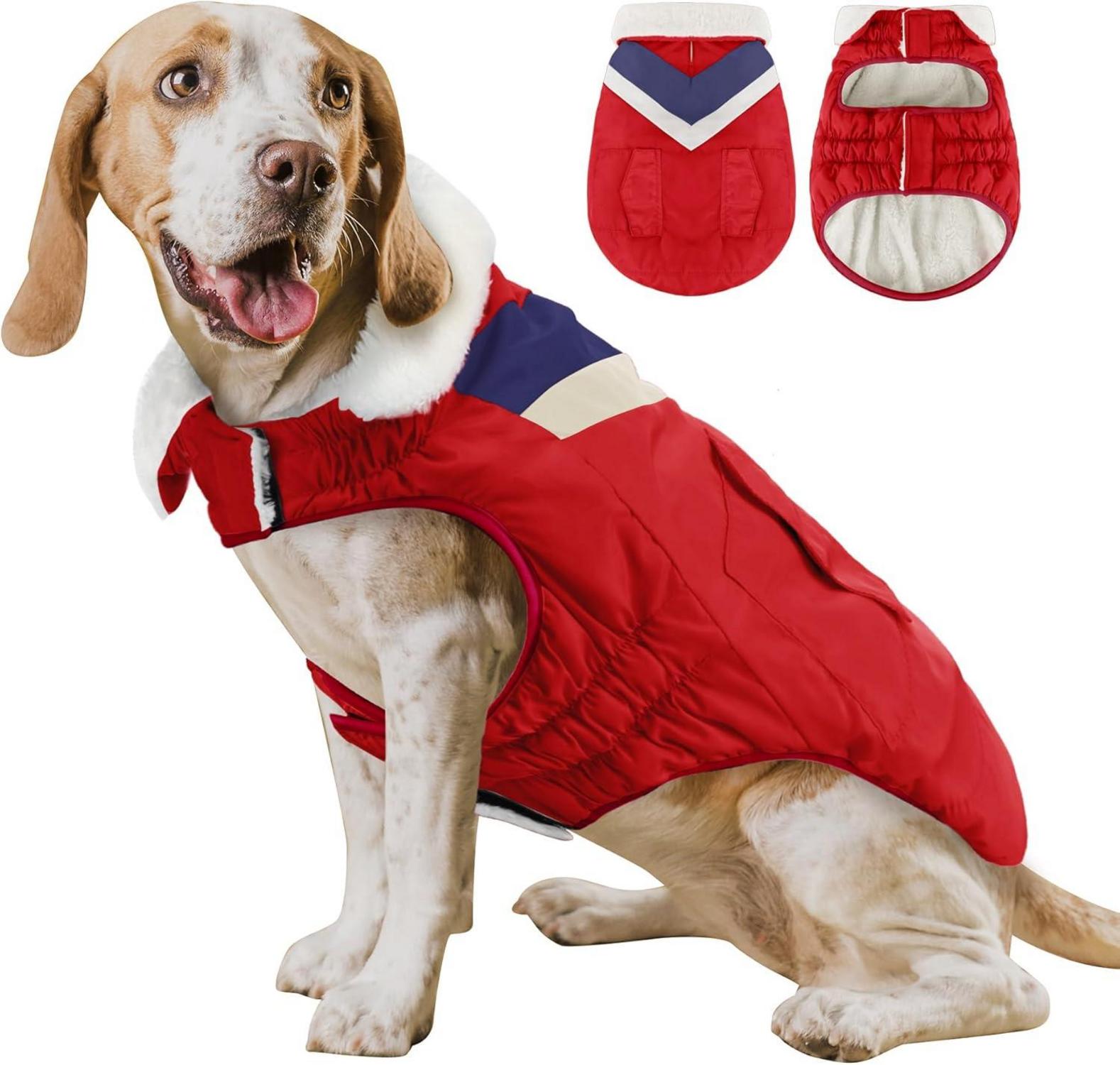 Hundemantel Winterjacke für Große Hunde Warm Reflektorstreifen