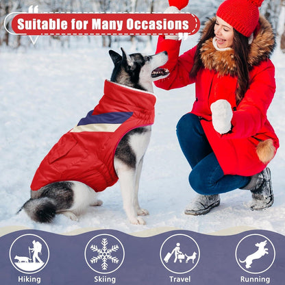Hundemantel Winterjacke Große Hunde Warm Hoher Kragen Rot L