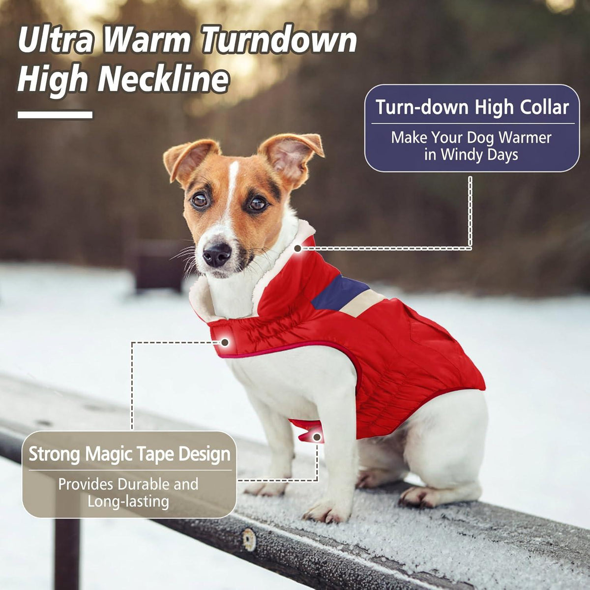 Hundemantel Winter Warme Hundejacke Große Hunde Klettverschluss Rot L