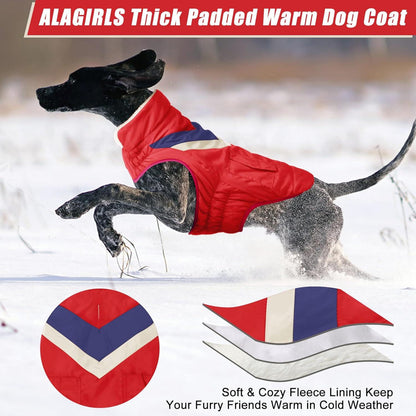 Hundemantel Große Hunde Warm Kragen Winter Baumwolle ALADC1104 Rot