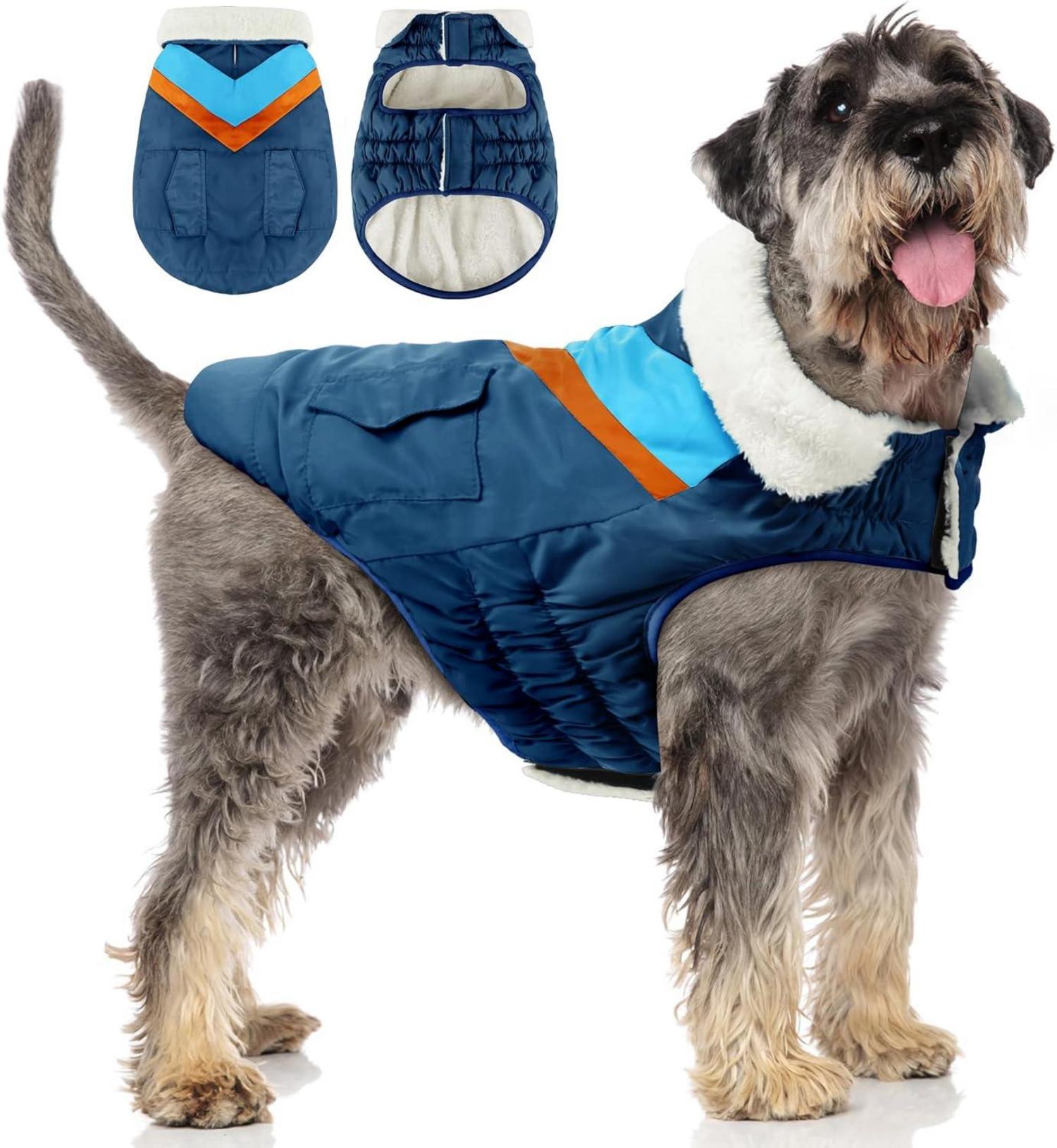 Hundemantel Winterjacke Warm Klettverschluss ReflektierendBlau XXXL
