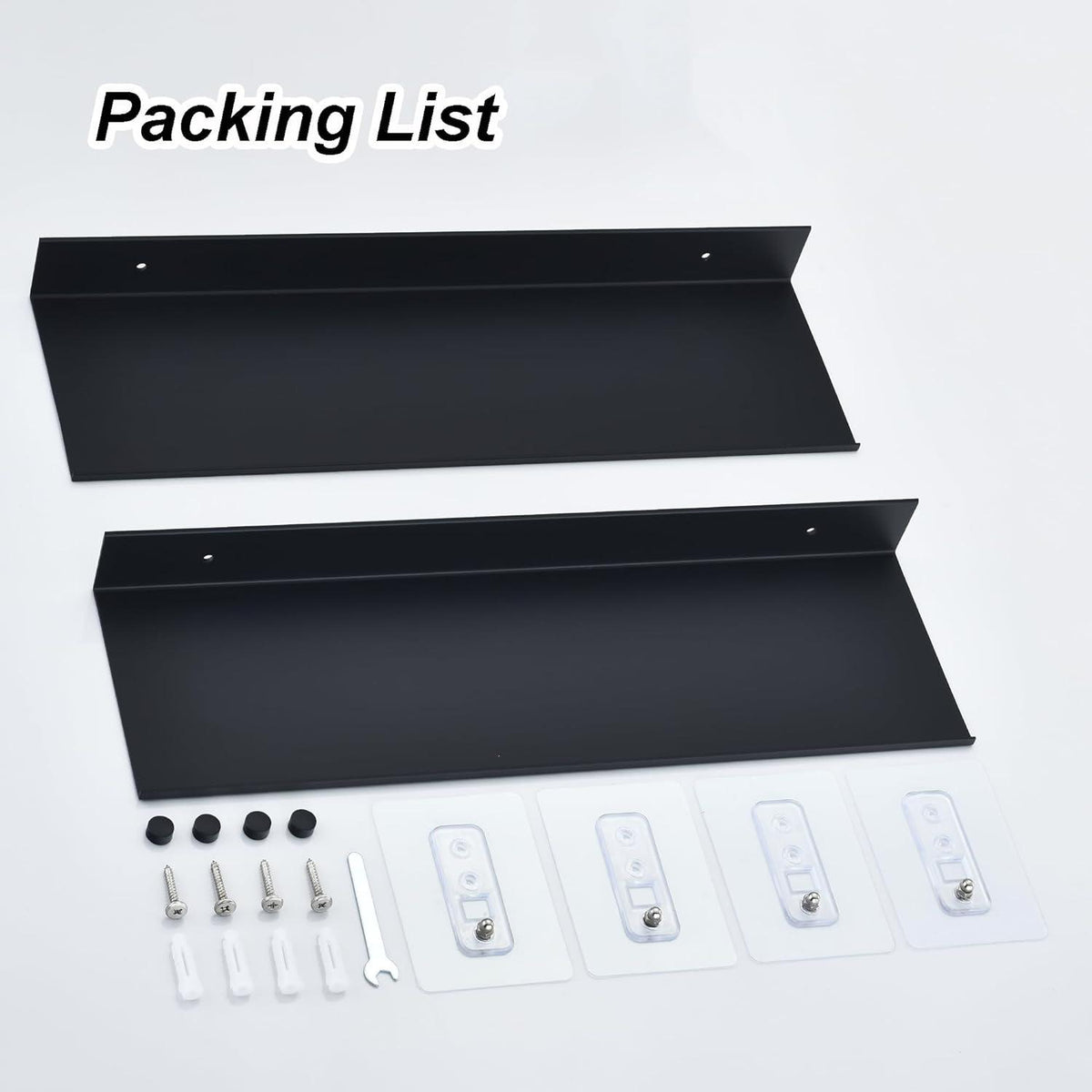 Schwarzes Duschablage Set ohne Bohren, Metall Wandregal 30cm, Badezimmerregal 2er Set