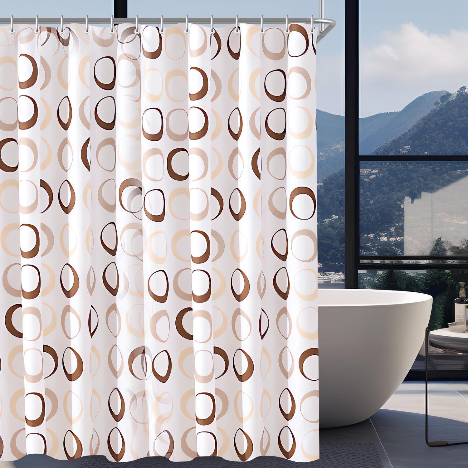Duschvorhang 180x200cm Kamelfarbe Kreis Textil Wasserdicht Waschbar H200 x B180 cm