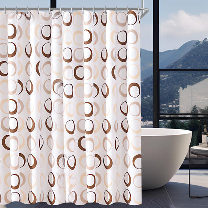 Duschvorhang 180x200cm Kamelfarbe Kreis Textil Wasserdicht Waschbar H200 x B180 cm