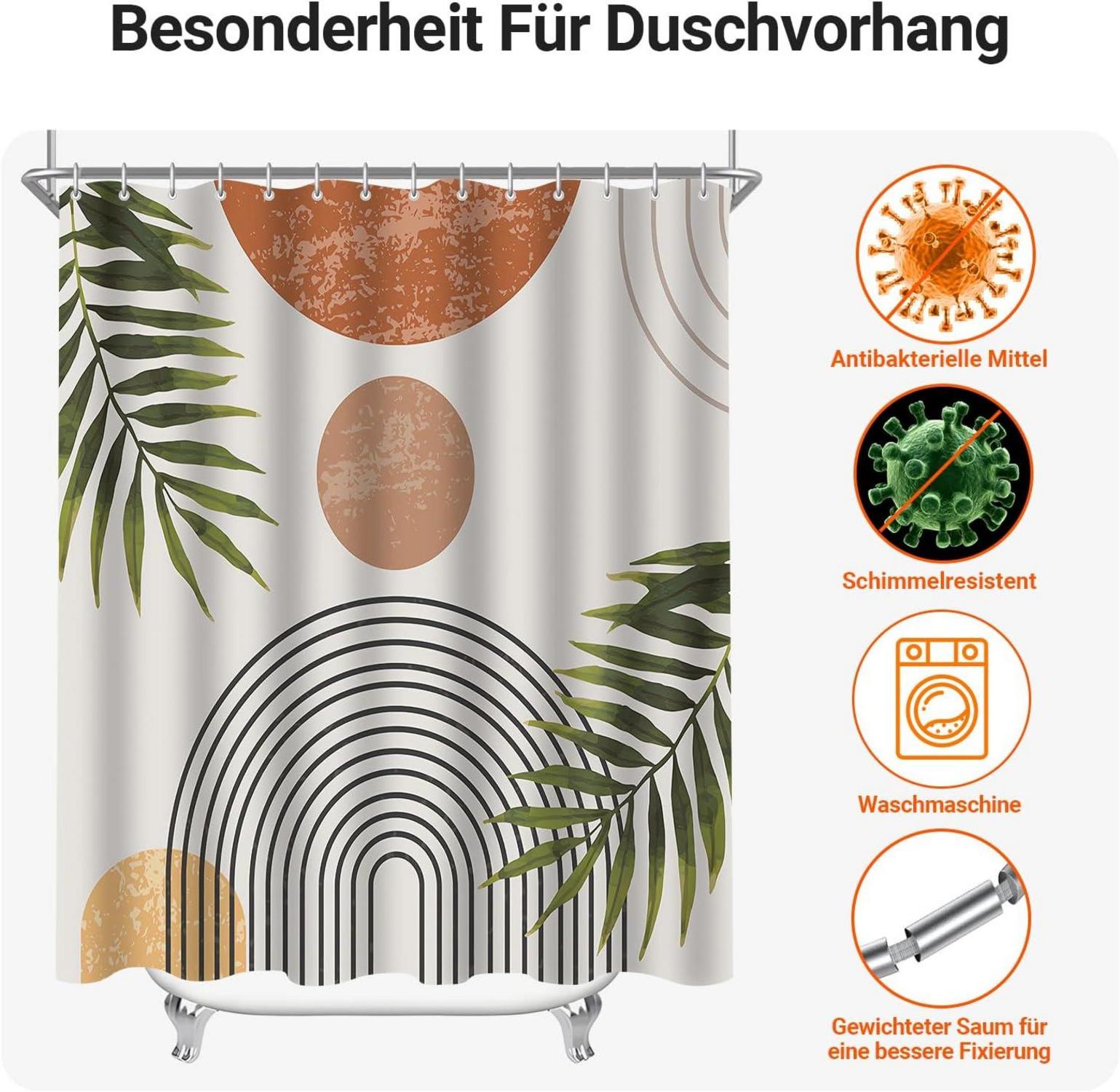 Blätter Linie Duschvorhang 180x180cm Antischimmel Wasserdicht Polyester