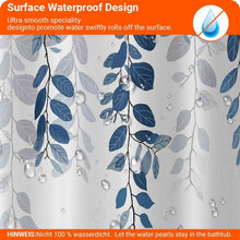Lerores Duschvorhang Blaublatt 240x200cm Wasserdicht 16 Ösen