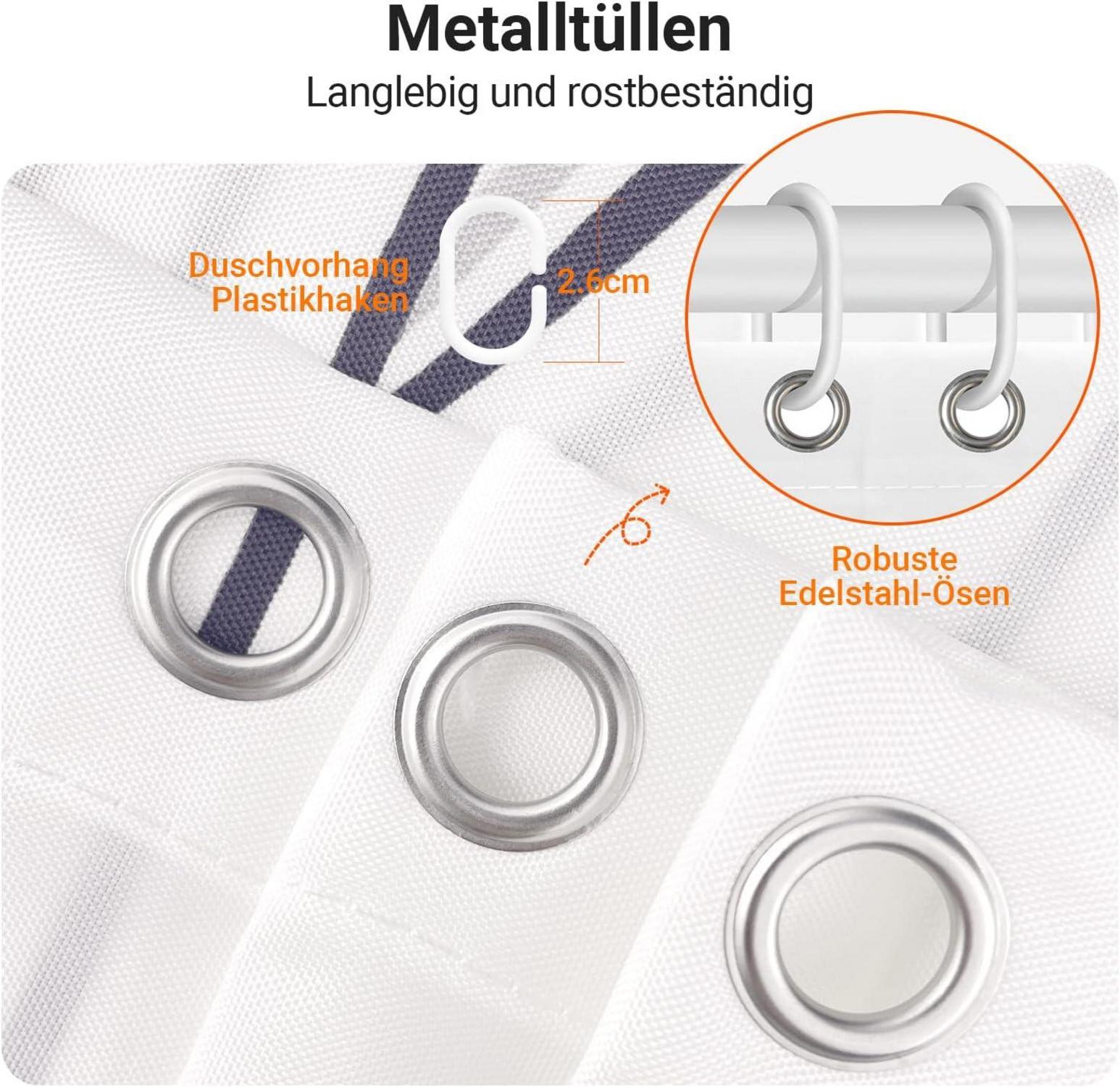 Duschvorhang Weizenohr 180x200cm Antischimmel Wasserdicht Polyester