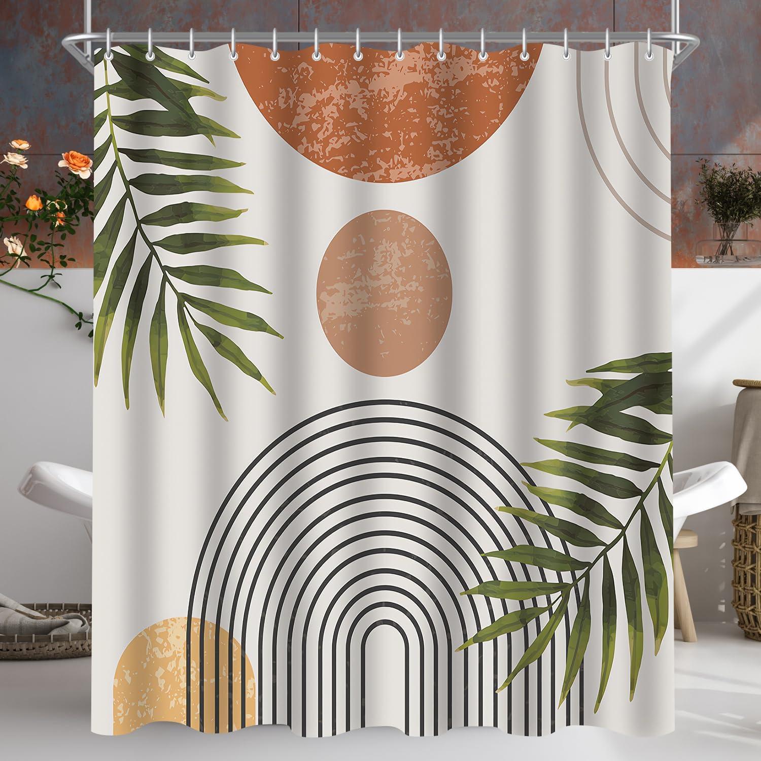 Duschvorhang Blätter Linie 200x200cm Antischimmel Textil mit Ösen
