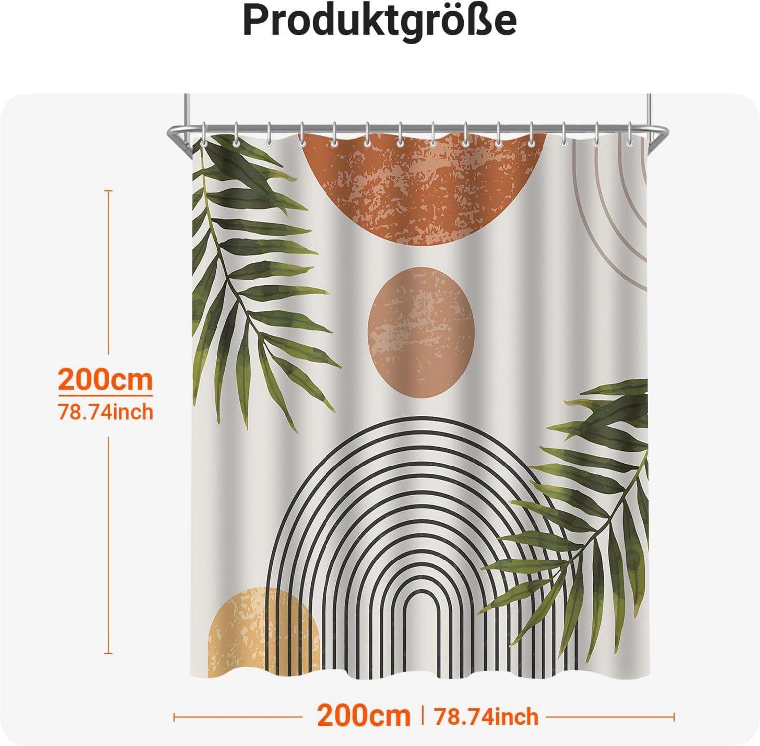 Duschvorhang Blätter Linie 200x200cm Textil Antischimmel Wasserdicht