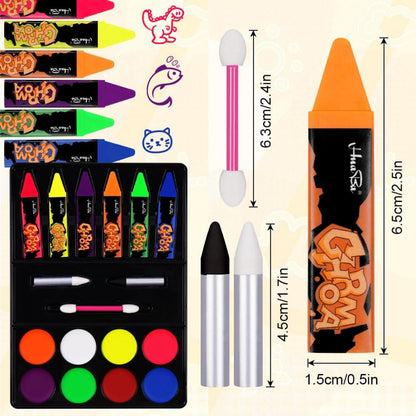 Kinderschminke Set 16 Farben Neon UV Bodypainting