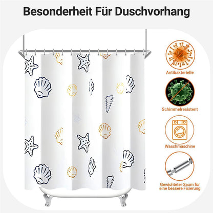 Duschvorhang 240x200cm Klein Ozeanstern, Wasserabweisend, Beschwerter Saum