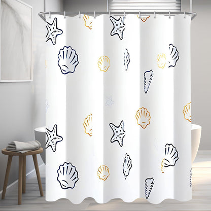 Duschvorhang 240x200cm Klein Ozeanstern, Wasserabweisend, Beschwerter Saum