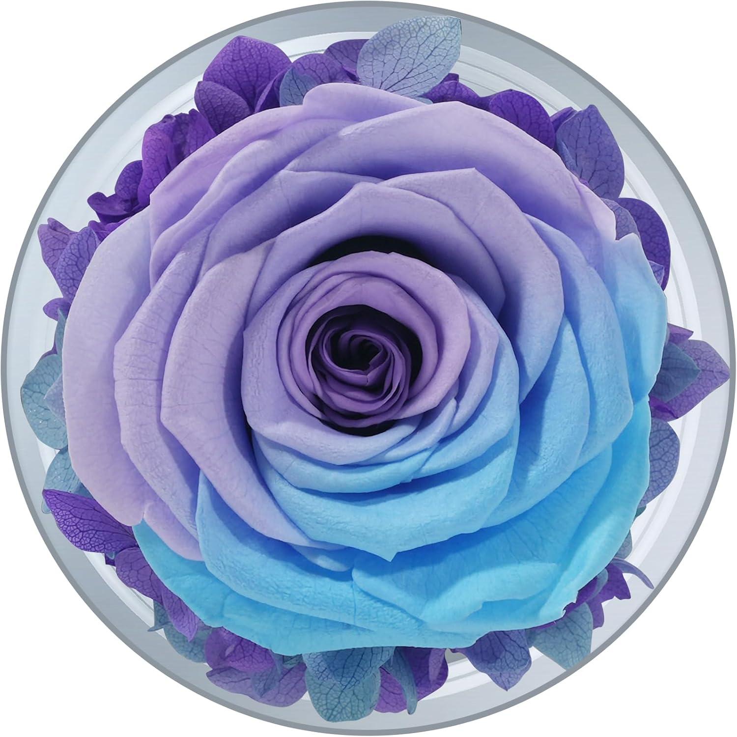 Ewige Rose mit Engel Figur in Glaskuppel Muttertagsgeschenk